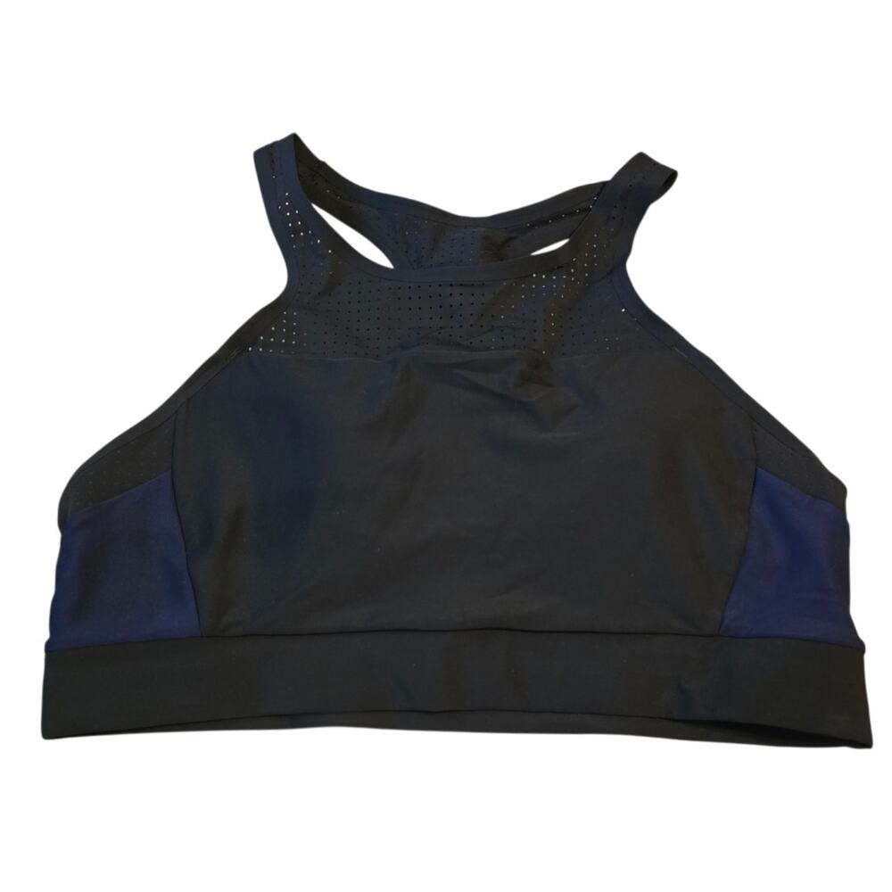 Athleta Bonaire Bikini Top Racerback Womens Size Med Black Blue NWT